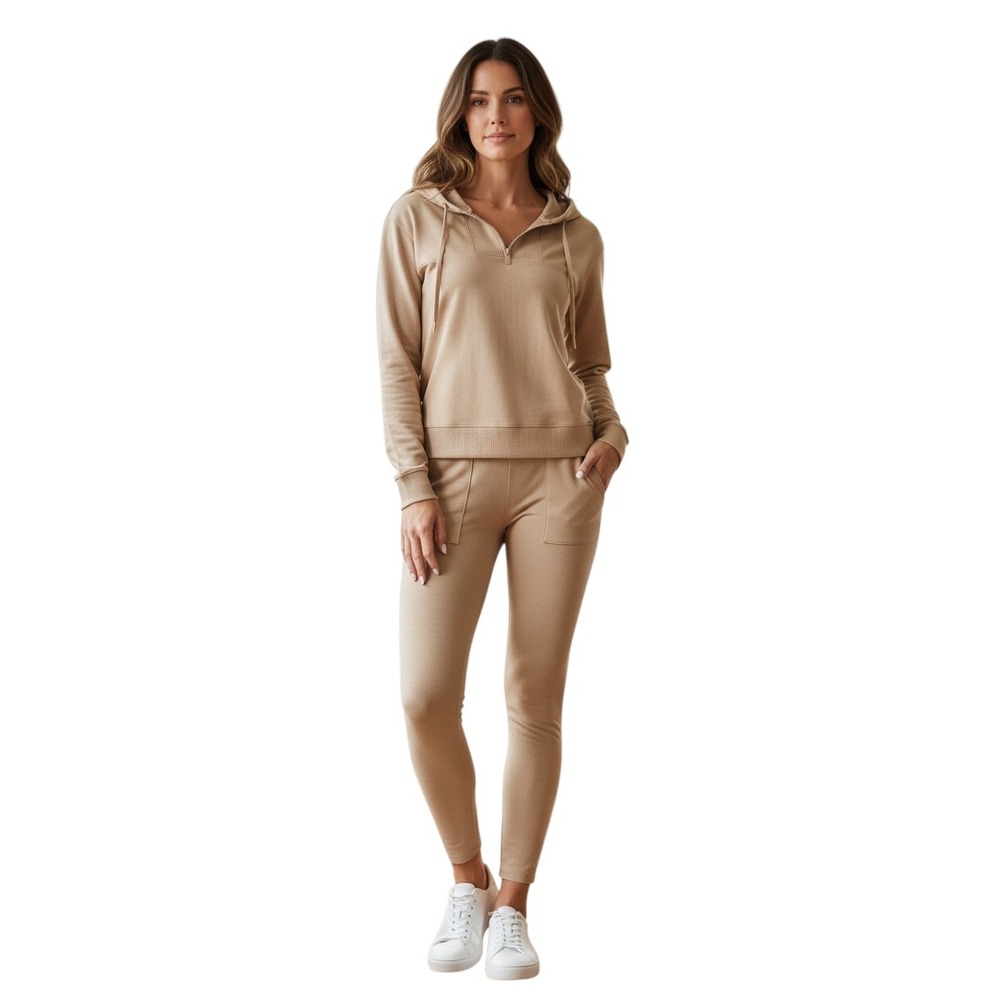 Travis Mathew Friday Ponte Half Zip Hoodie & Pants Suit Womens size Large Preppy